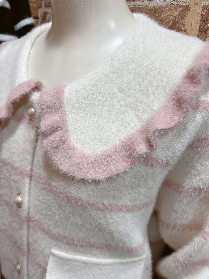 條紋翻領毛衣上衣 - Image 5