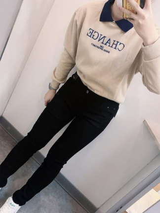 修身直筒牛仔褲