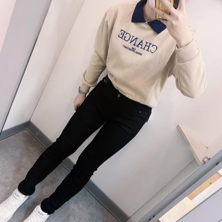 修身直筒牛仔褲