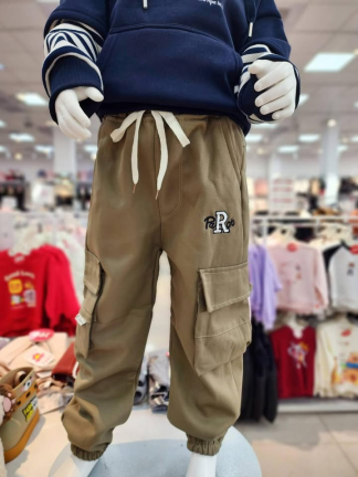 休閒口袋厚刷毛褲