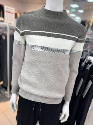 拼色圓領毛衣針織上衣