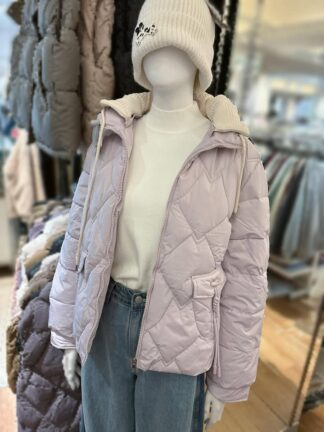 撞色帽子鋪棉外套(帽子可拆)