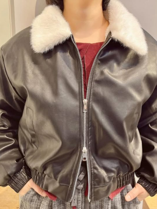 內刷毛短版皮外套