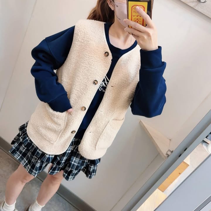 軟萌顆粒感保暖口袋背心:圖片 3