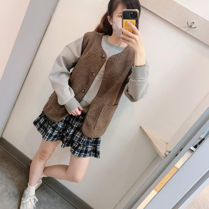 軟萌顆粒感保暖口袋背心:圖片 2