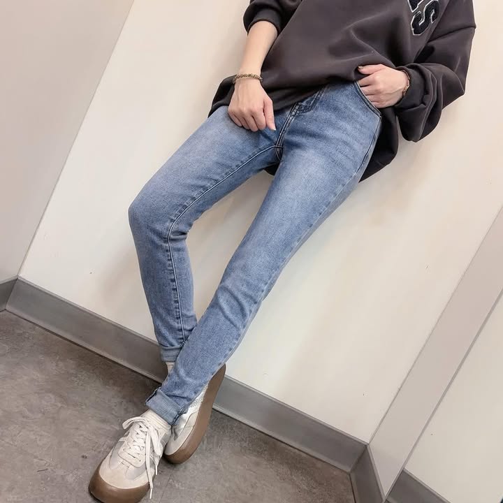 素面牛仔窄管褲 - Image 2