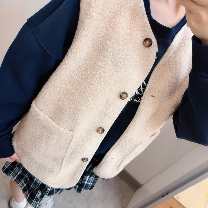 軟萌顆粒感保暖口袋背心:圖片 7