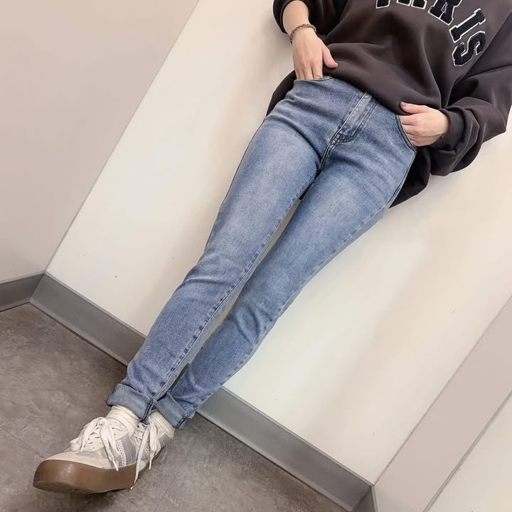 素面牛仔窄管褲 - Image 7