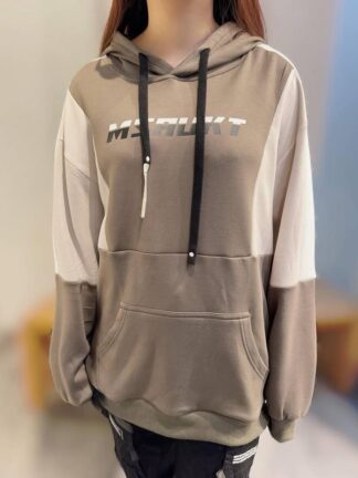 雙色拼接英文帽T