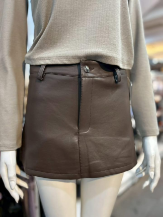 皮質短裙／短褲裙