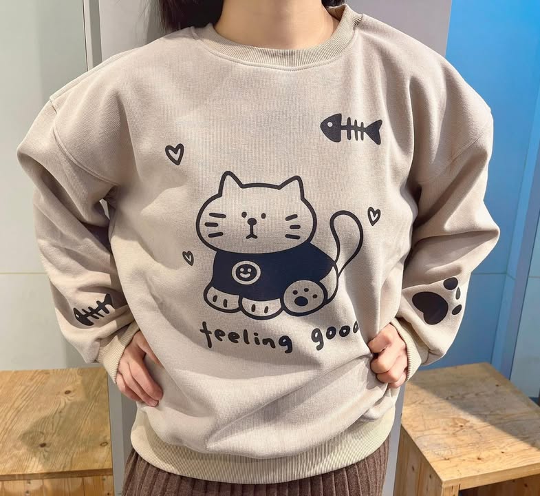 貓咪刷毛大學T:圖片 3
