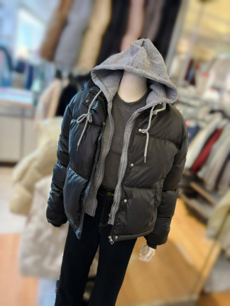 街頭感連帽拼接鋪棉外套