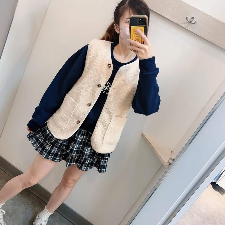 軟萌顆粒感保暖口袋背心:圖片 5