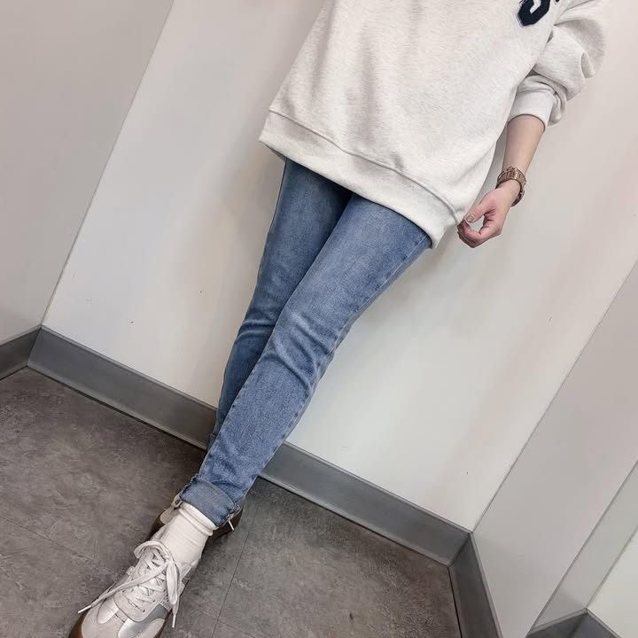 素面牛仔窄管褲 - Image 6