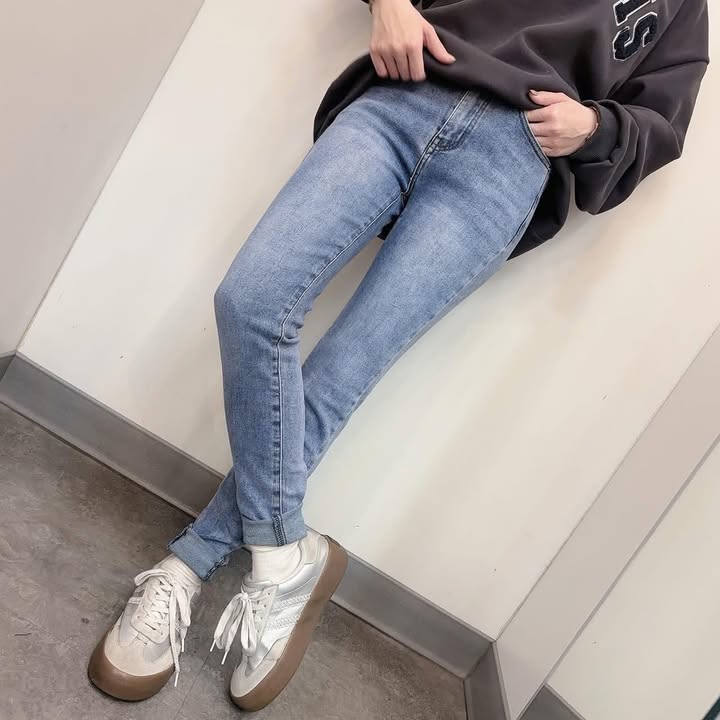 素面牛仔窄管褲 - Image 4