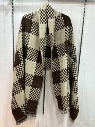 格紋流蘇披肩圍巾