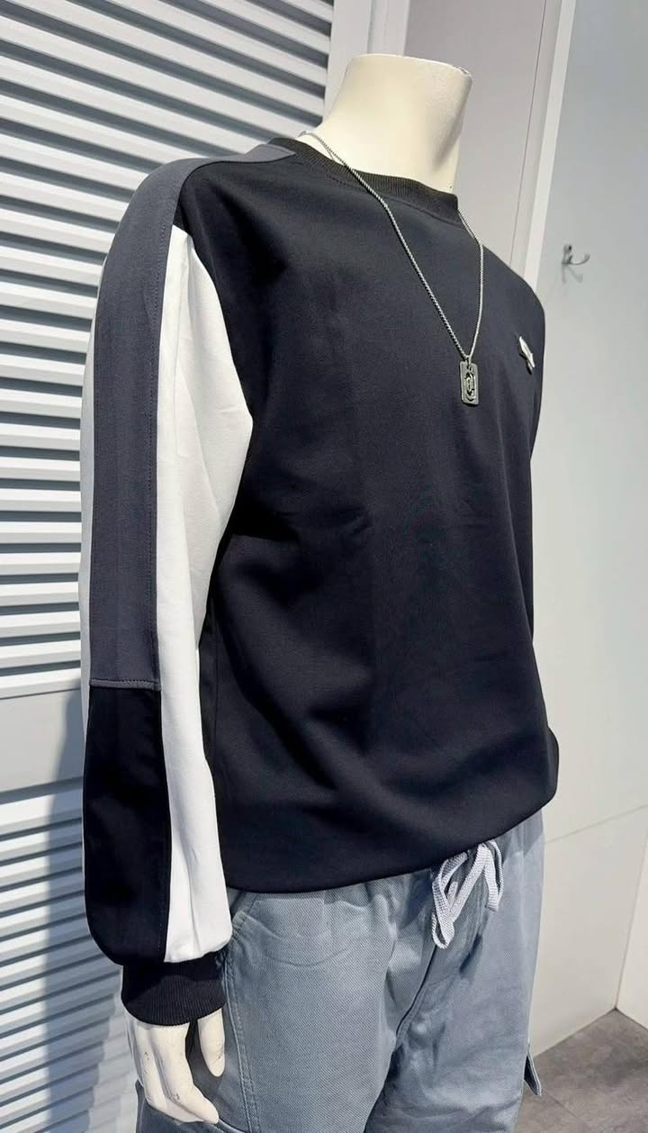 男版拼色大學T - Image 4