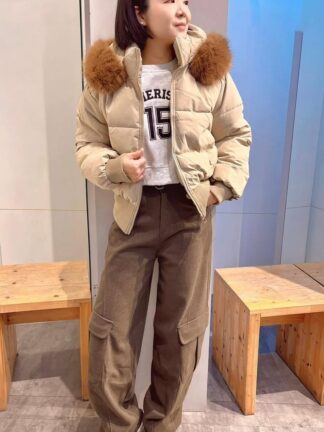 短版毛領鋪棉外套