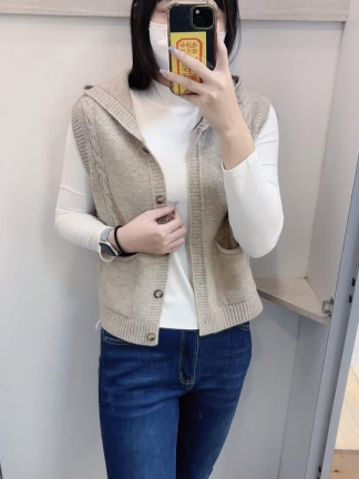 溫柔系針織連帽背心