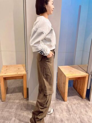 毛呢寬版錐型工裝褲