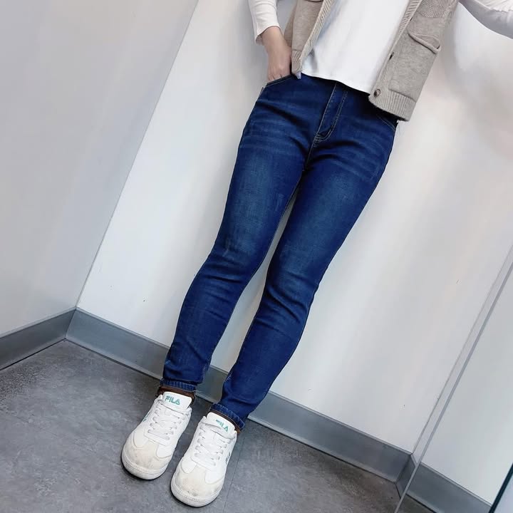 刷毛保暖修身牛仔褲