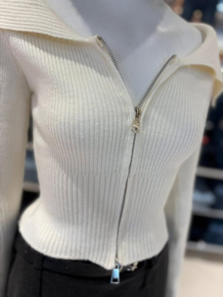 小性感雙拉鍊短版針織上衣