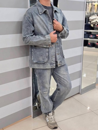 硬派復古．水洗牛仔工裝外套