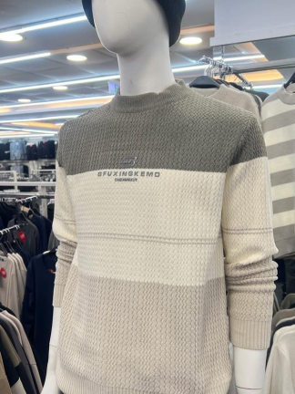 拼色立體紋理針織毛衣