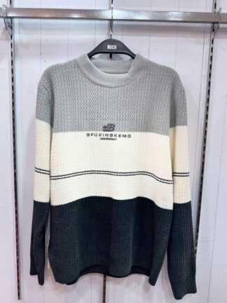 拼色立體紋理針織毛衣