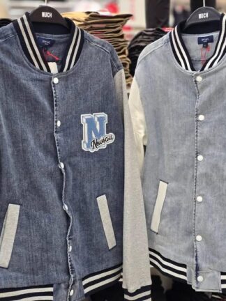 經典單寧魂．美式拼接牛仔棒球外套