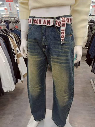 織帶復古彎刀牛仔褲