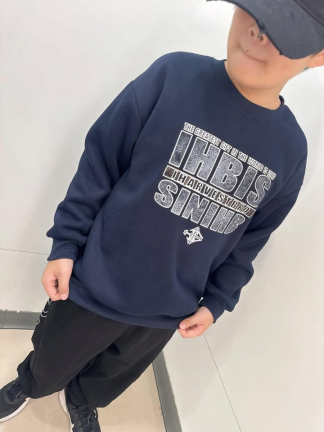 深藍刷毛文字衛衣