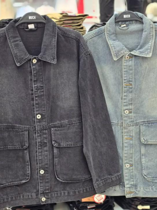 硬派復古．水洗牛仔工裝外套