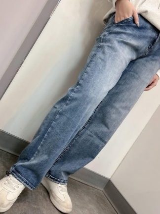 造型抽繩牛仔寬褲