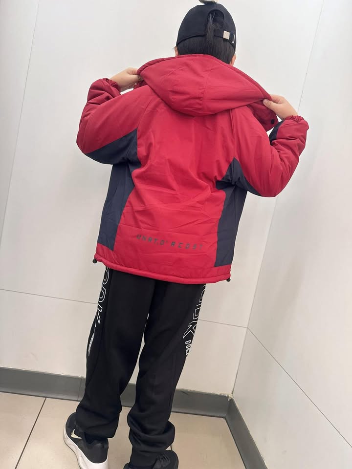 酒紅拼色連帽外套:圖片 11
