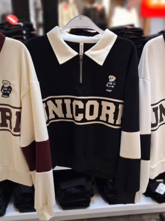 UNICORN 半拉鍊拼色衛衣