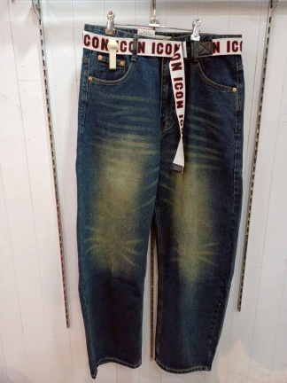 織帶復古彎刀牛仔褲