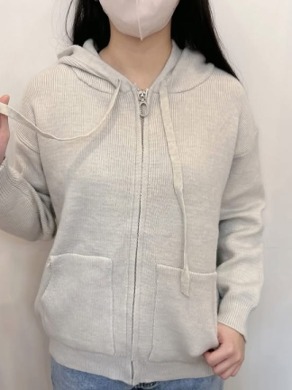 拉鍊連帽針織上衣