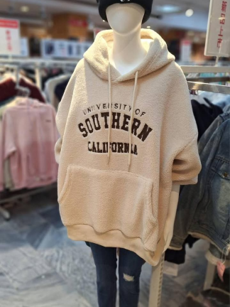 校園字母刷毛連帽上衣