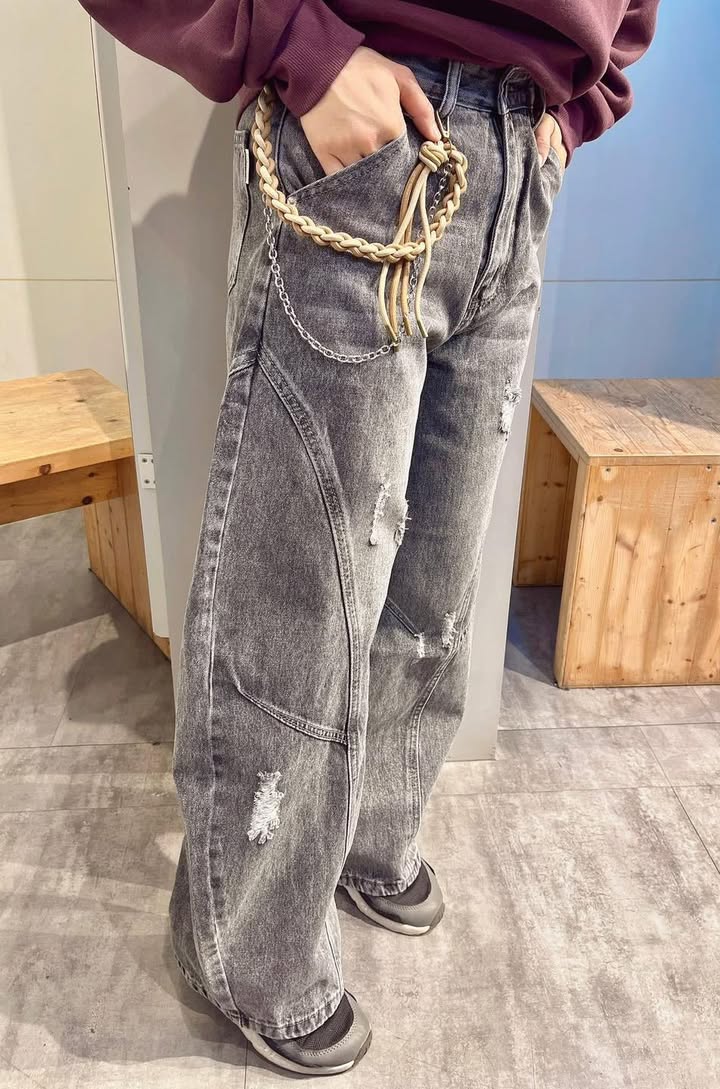 男版潮流感大彎刀牛仔褲 - Image 3
