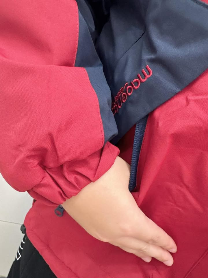 酒紅拼色連帽外套:圖片 5