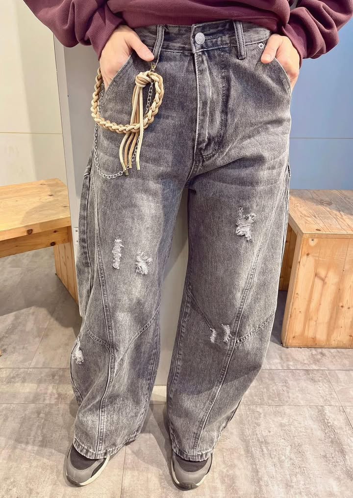 男版潮流感大彎刀牛仔褲 - Image 4