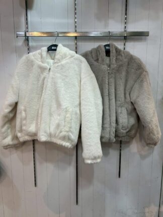 短版仿兔毛絨外套