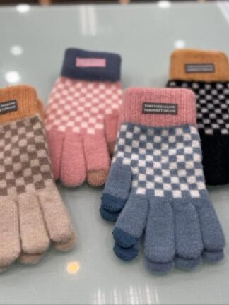 格紋針織手套