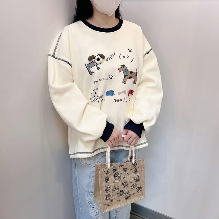 可愛滿版麻布手提袋 - Image 6