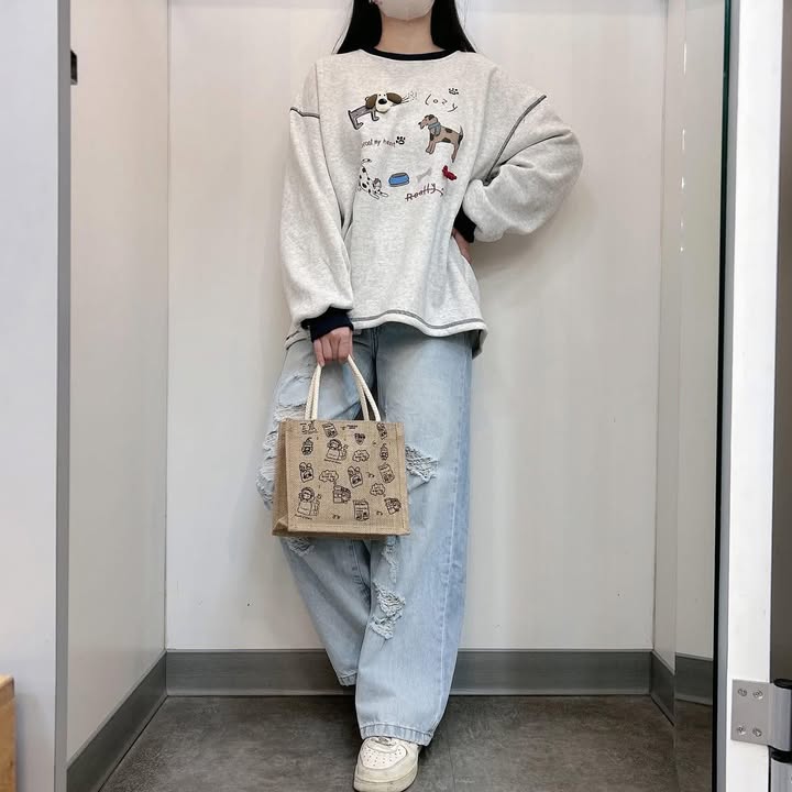 可愛滿版麻布手提袋 - Image 8