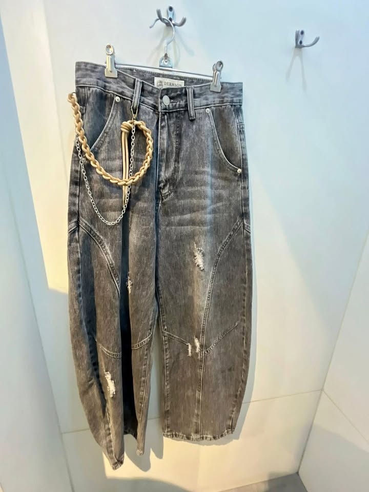 男版潮流感大彎刀牛仔褲 - Image 9