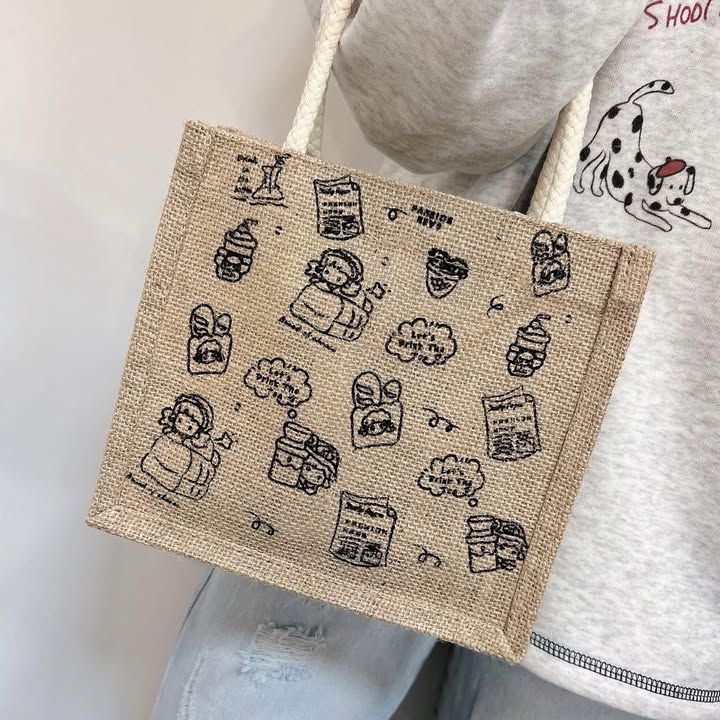可愛滿版麻布手提袋 - Image 4