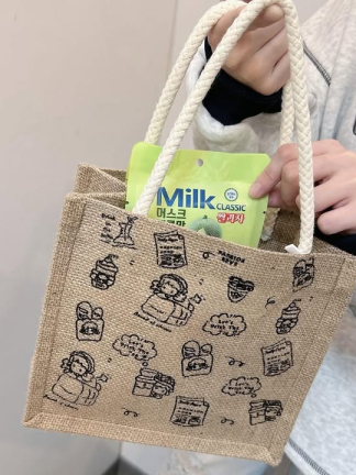 可愛滿版麻布手提袋
