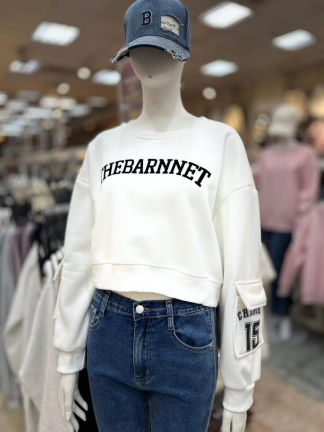 英文刷毛短版上衣